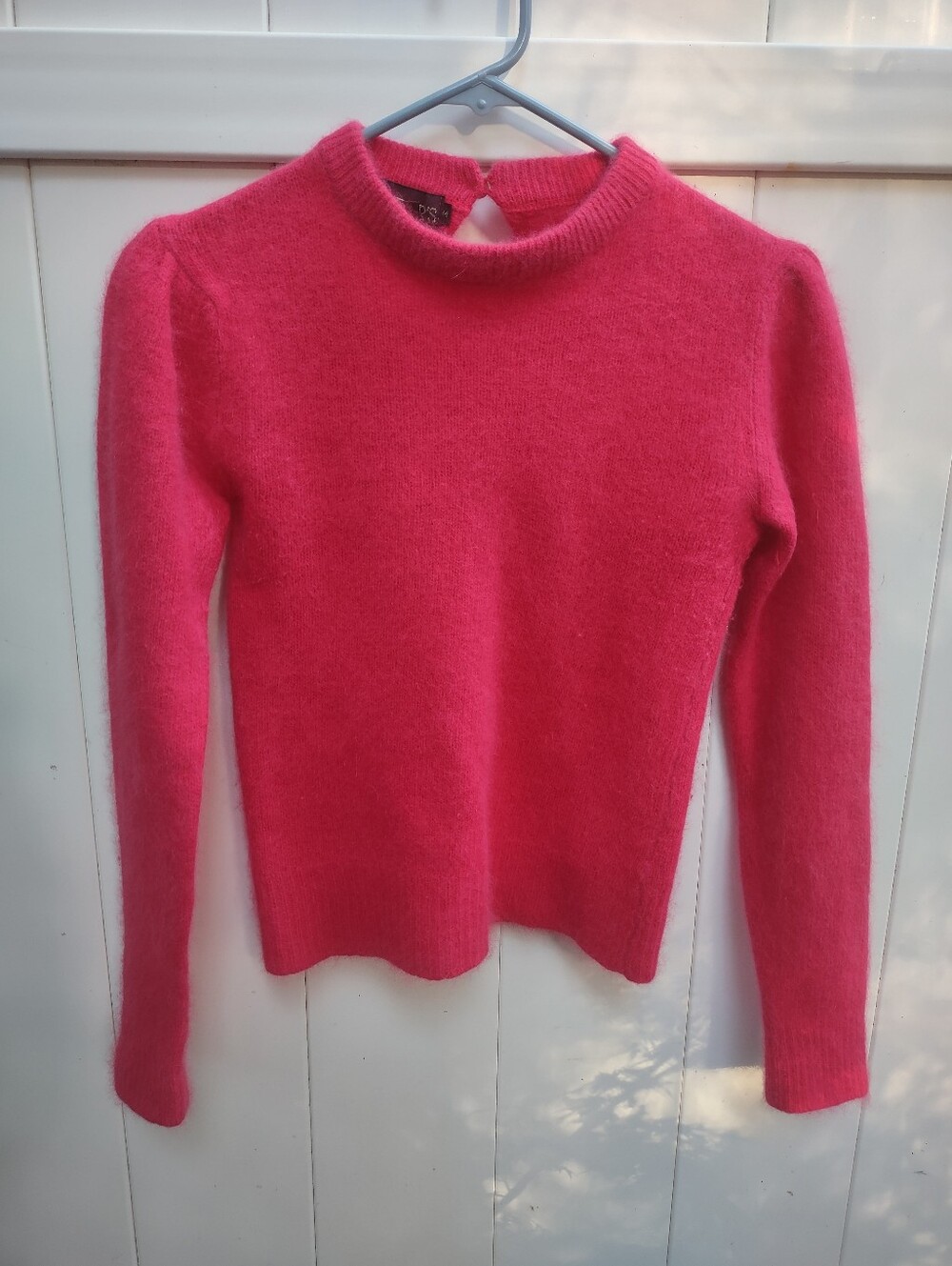 Fuzzy Angora Rabbit Blend Hot Pink Women's Crewneck Sweater Size Small